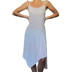 Semi sheer asymmetrical white midi dress